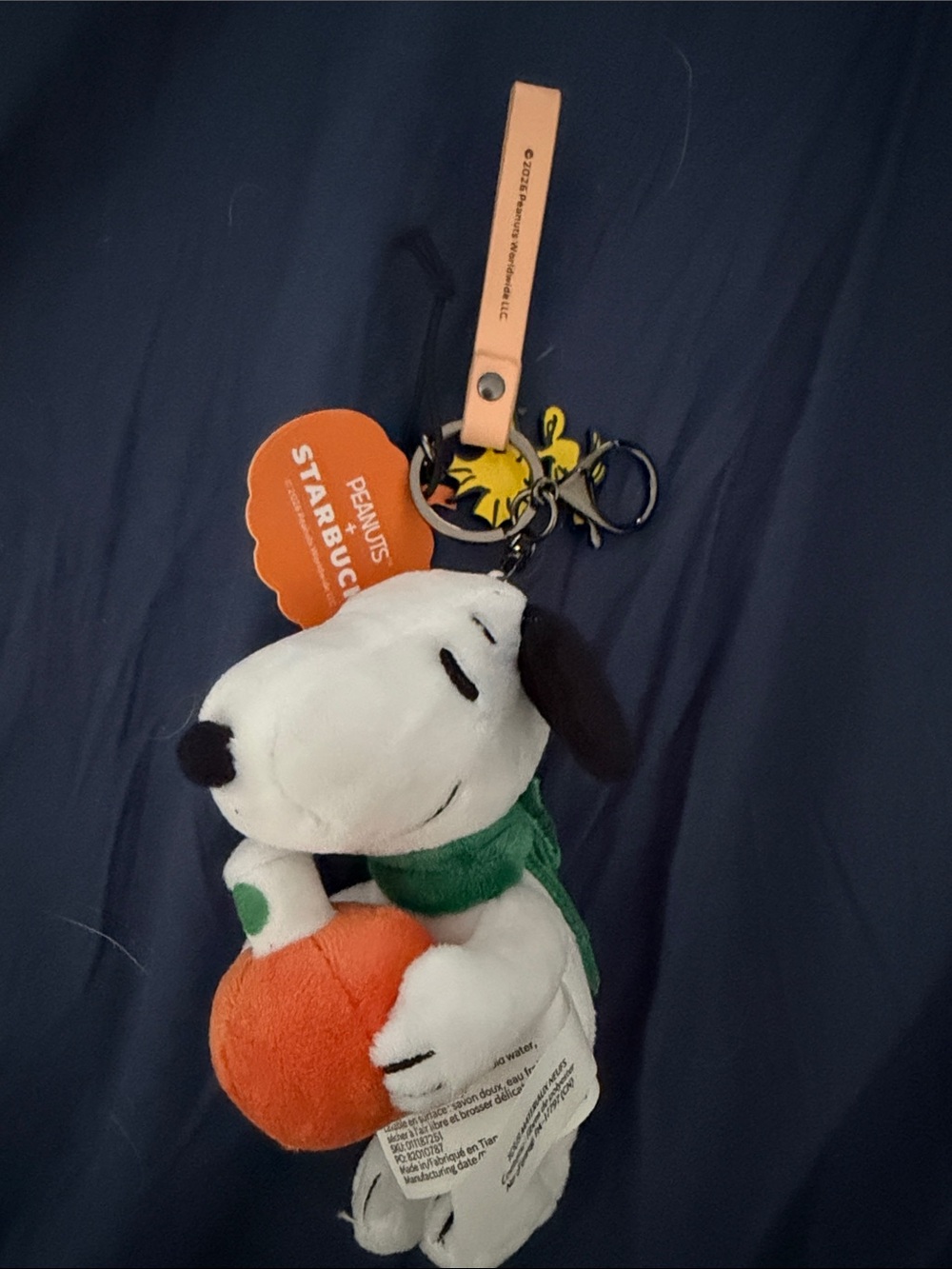 Peanuts x Starbucks Snoopy Plush Dog Toy Keychain in White, Green & Orange